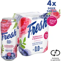 Bere fara alcool cu suc de zmeura si afine 4x0.5L