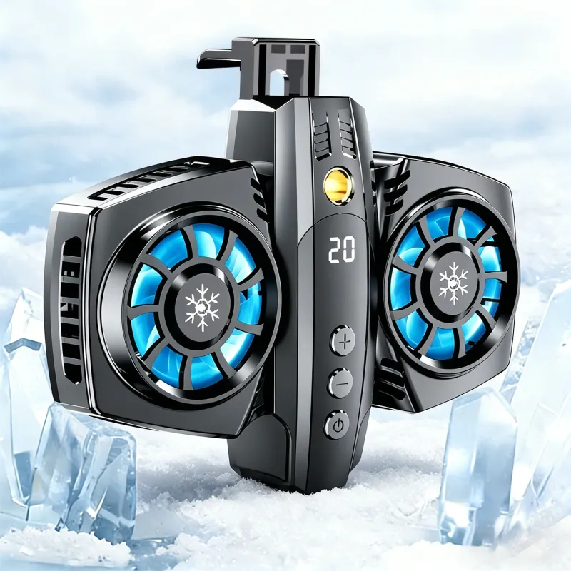 Cooler Telefon, BYONDSELF®, Ventilatoare Duble, cu Manson pentru Degetele de Joc, Lumini RGB, Racire Rapida si Zgomot Redus, Reglarea Temperaturii