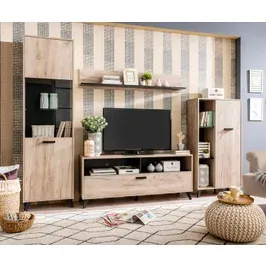 Biblioteca living Umbria, stejar gri + negru, 258.5 cm, 5C