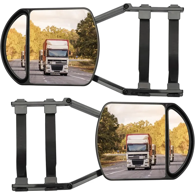 Set oglinzi auxiliare, WALALLA, clip-on universal, rotire 360 grade, negru mat, pentru remorci si SUV-uri