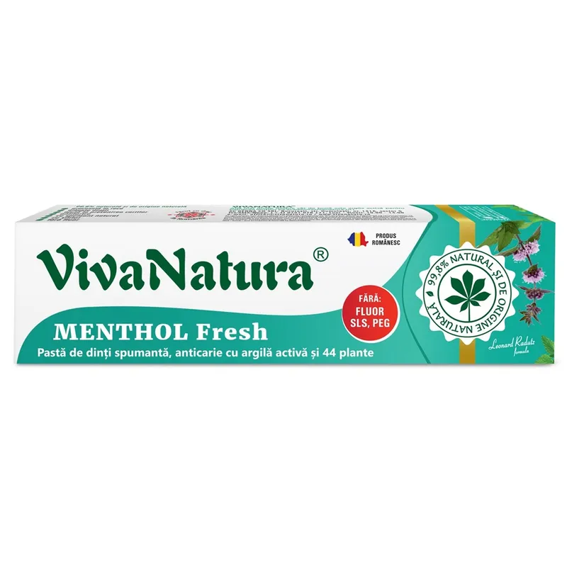 Pasta de dinti naturala cu argila si plante Menthol Fresh, : Farmacia Tei online