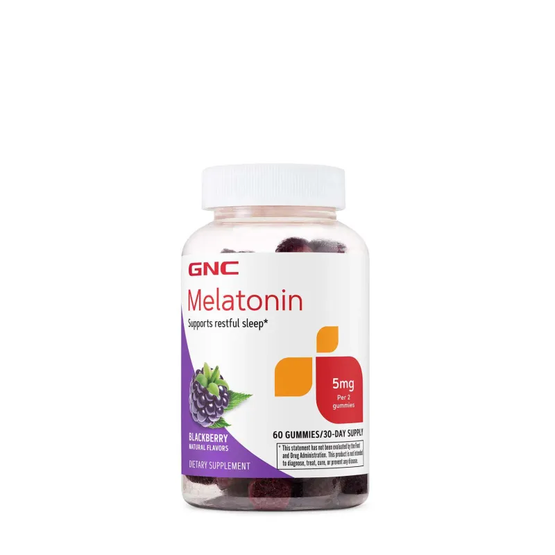 Melatonina 5 mg Jeleuri cu Aroma Naturala de Mure, GNC Melatonin 5 mg Gummies, 60 jeleuri