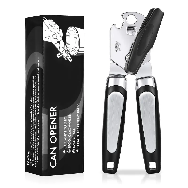 Desfacator de conserve 3 in 1, ZGGZERG, Desfacator conserve, Maner antialunecare, Poate fi atarnat, Rezistent la uzura, Rezistent la rugina, Portabil, Pentru sticle de bere, cutii, PP+Otel inoxidabil, 19.3*5.3cm, Negru