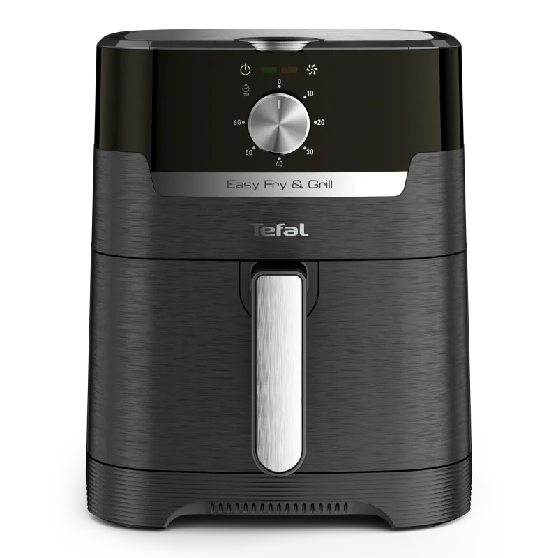 Friteuza cu aer cald Tefal Easy Fry & Grill air fryer EY501815, 1400W, capacitate 4.2L, functie grill, 8 programe, temperatura ajustabila 80 - 200°C, tehnologie Extra-Crisp, invelis antiaderent, oprire automata, negru/argintiu
