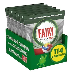 Detergent capsule automat pentru masina de spalat vase Fairy Platinum Plus Anti-Dull, 114 spalari