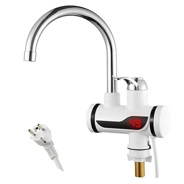 Robinet electric pentru apa calda Instant, Afisaj LED, Temperatura maxima 60 C, Alb