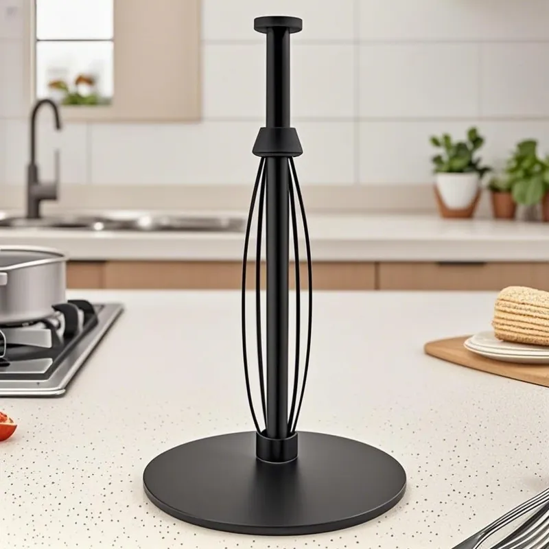Suport prosoape de hartie, LYCENXI®, inox, negru, 33x16.8cm, cu baza grea antiderapanta