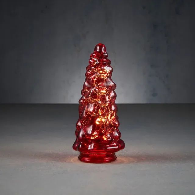 Brad decorativ Luca Lighting, 10 leduri, 21.5 cm, sticla, rosu
