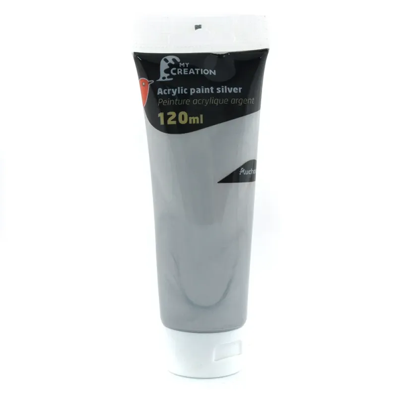 Tub de vopsea acrilica Auchan, argintiu, 120 ml