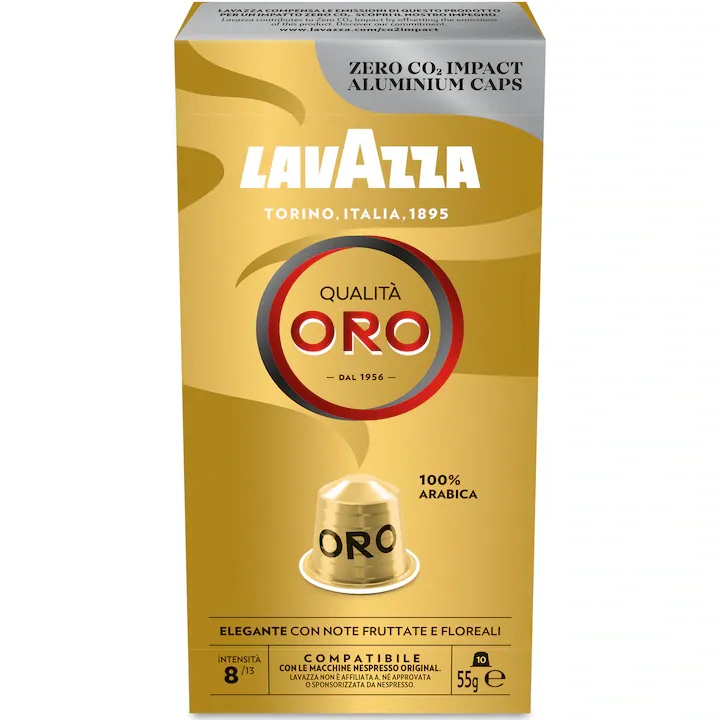 Cafea capsule, Lavazza Qualita Oro, compatibile Nespresso, aluminiu, 10 buc x 5.7 g