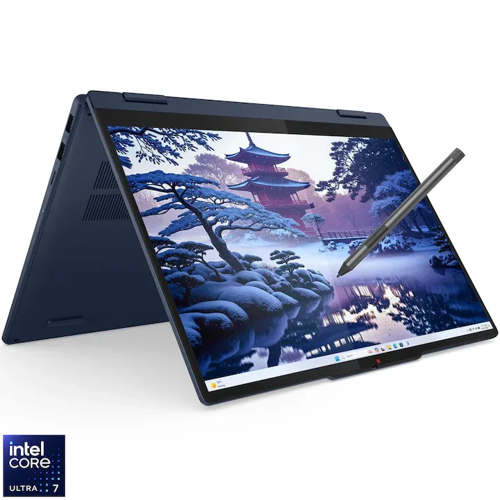 Lenovo IdeaPad 5 2-in-1 14IAL10 cu procesor Intel® Core™ Ultra 7 255U pana la 5.2GHz, 14'', WUXGA, IPS, Touch, 16GB LPDDR5x RAM, 512GB SSD, Intel® Graphics, No OS, Cosmic Blue
