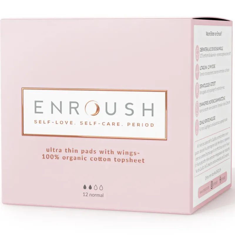 Absorbante din bumbac organic Enroush Normal, 12 bucati