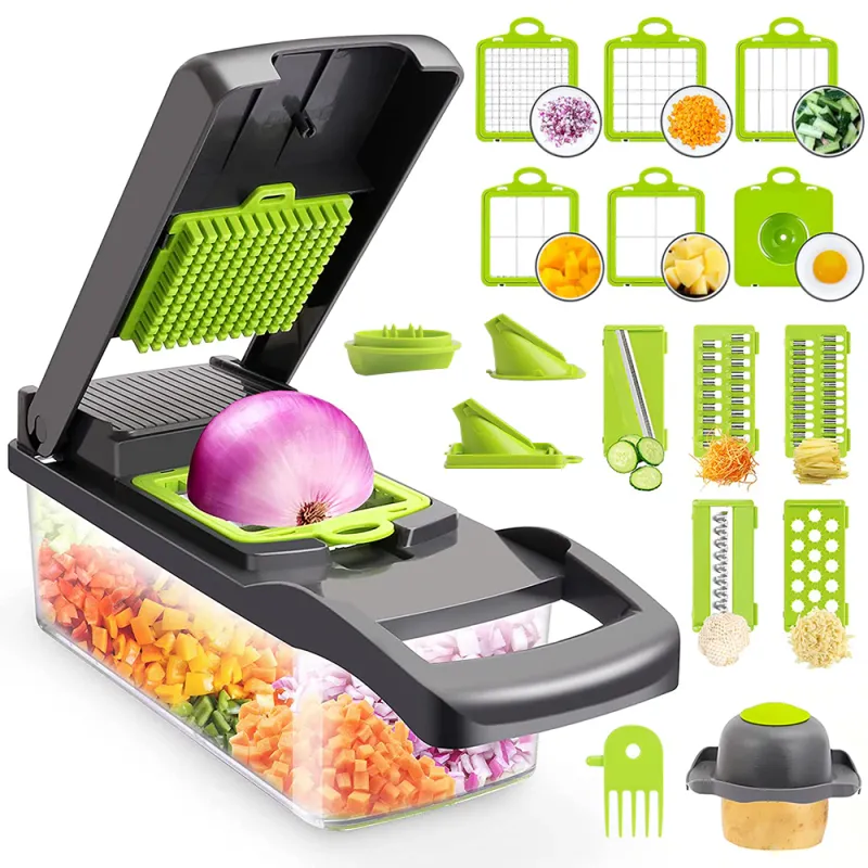 Tocator bucatarie 22in1, TopGearWorld, Inox/ABS, Verde/Gri