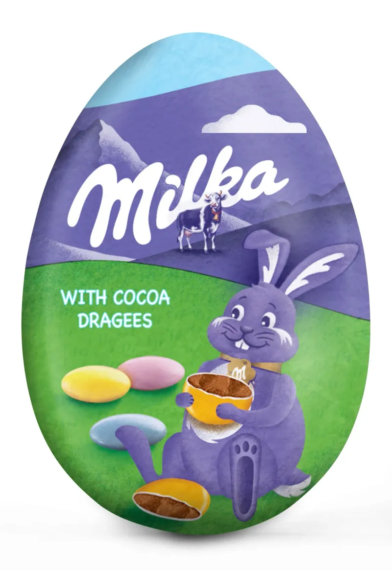 Ou de ciocolata cu drajeuri de cacao Milka, 50 g