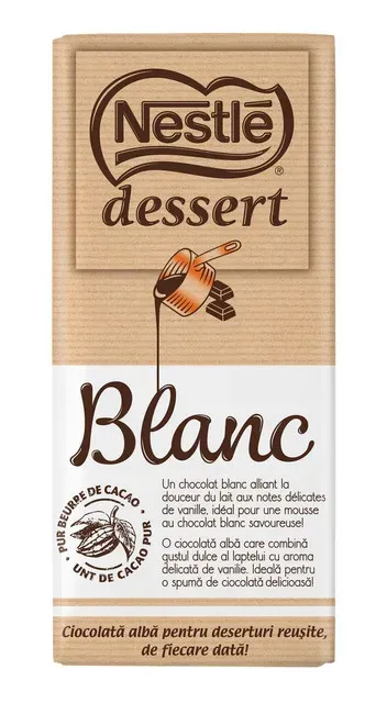 Ciocolata de menaj alba, Nestle Dessert Blanc, 180g
