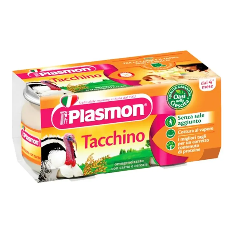 Piure din carne de curcan Plasmon, fara gluten, de la 4 luni, 2 x 80 g