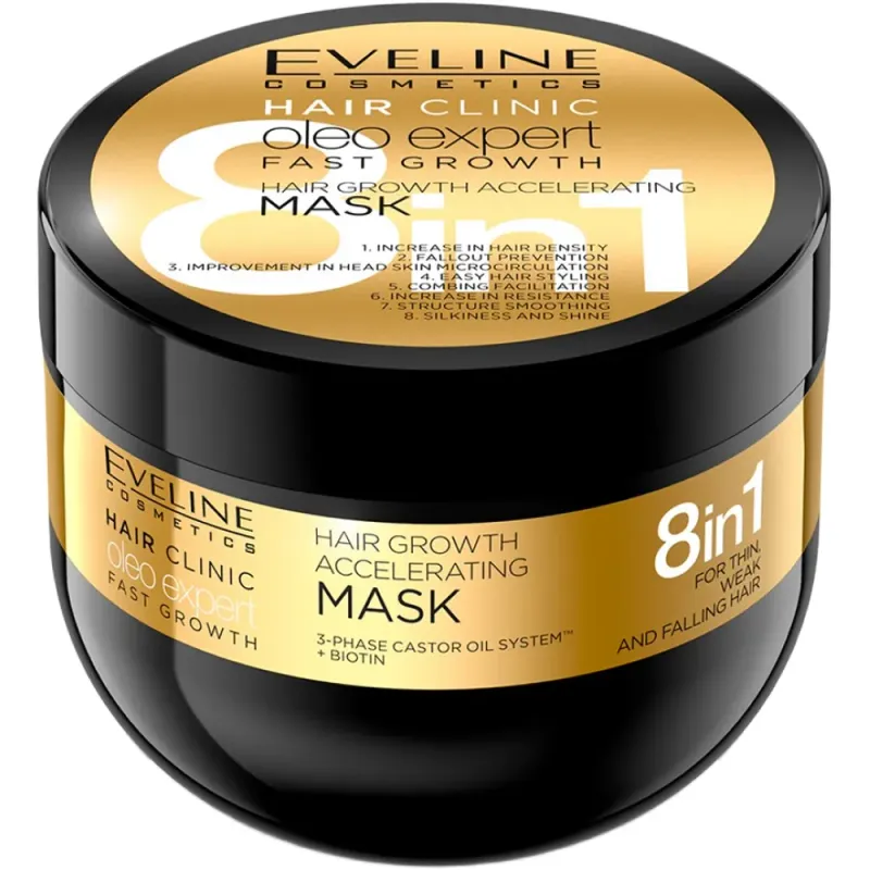 Masca de par Eveline Hair Clinic Oleo Expert Fast Growth 8 in 1, 500 ml