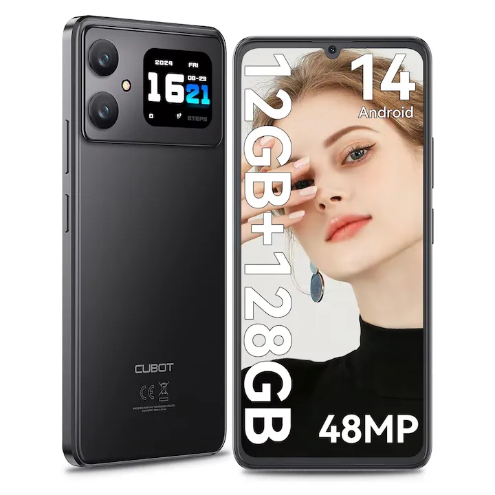 CUBOT A20, Dual SIM, Android 14, 12GB+128GB/1TB, 5100mAh, ecran HD de 6.8" + Octa-Core 90Hz, Camera cu 48MP+16MP, Smartphone 4G, Face ID/GPS, Negru