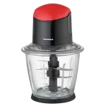 Tocator de legume Heinner, HMC-K500BKR, bol sticla 1.5L, 3 cutite din inox, angrenaj metalic, baza anti-alunecare, sistem de siguranta, putere: 500W, culoare negru cu rosu