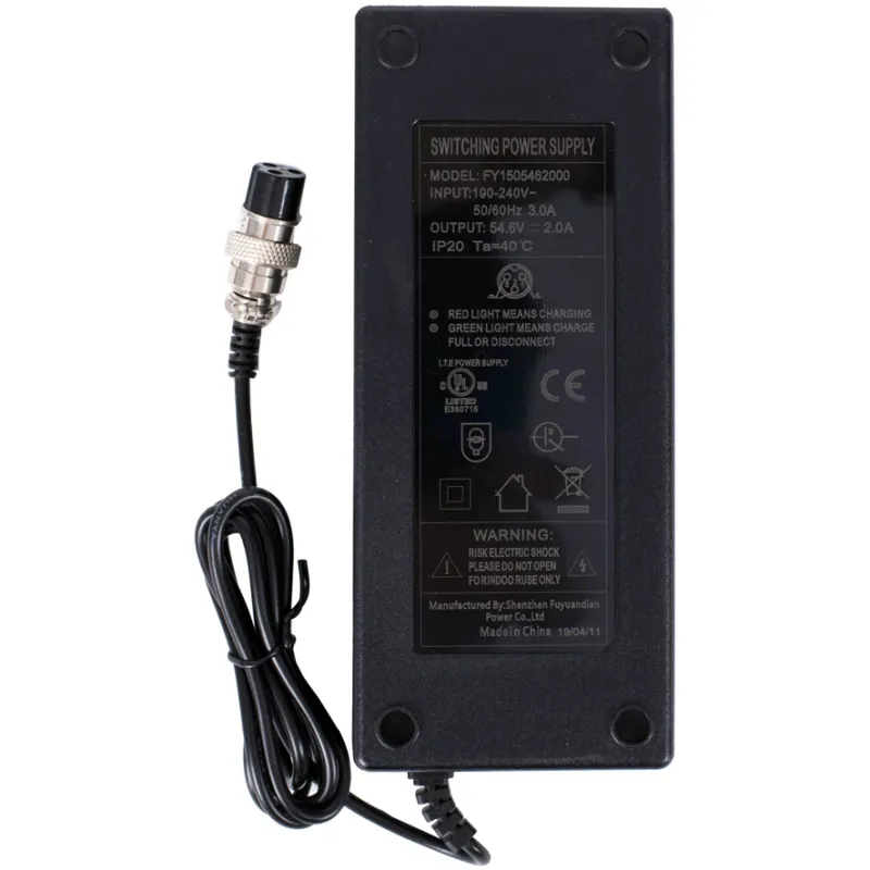 Incarcator trotinete electrice cu baterie 48V, input 3.0A, output 54.4V / 2A, mufa aviation 3 pini mama