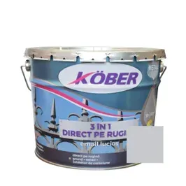 Vopsea alchidica pentru metal Kober 3 in 1 direct pe rugina, interior / exterior, argintiu, 10 L