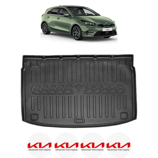 Tavita Portbagaj KIA XCEED CU PODEA INALTA din 2019, CRI-FLO, Protectie Portbagaj Auto, 4x Stickere auto cu KIA
