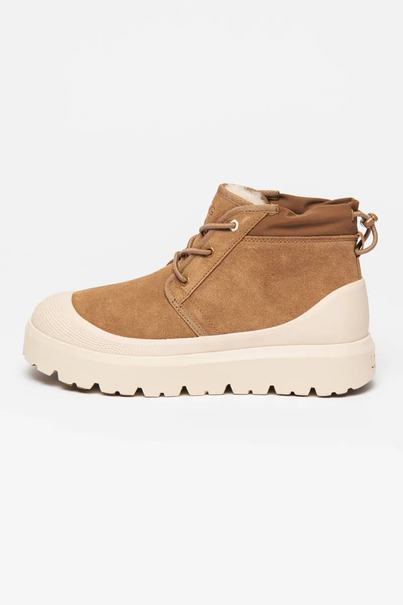 UGG, Ghete impermeabile din piele intoarsa Neumel, Alb fildes, Caramel, 4