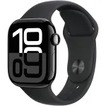 Apple Watch 10 GPS, Carcasa Jet Black Aluminium 42mm, Black Sport Band - S/M