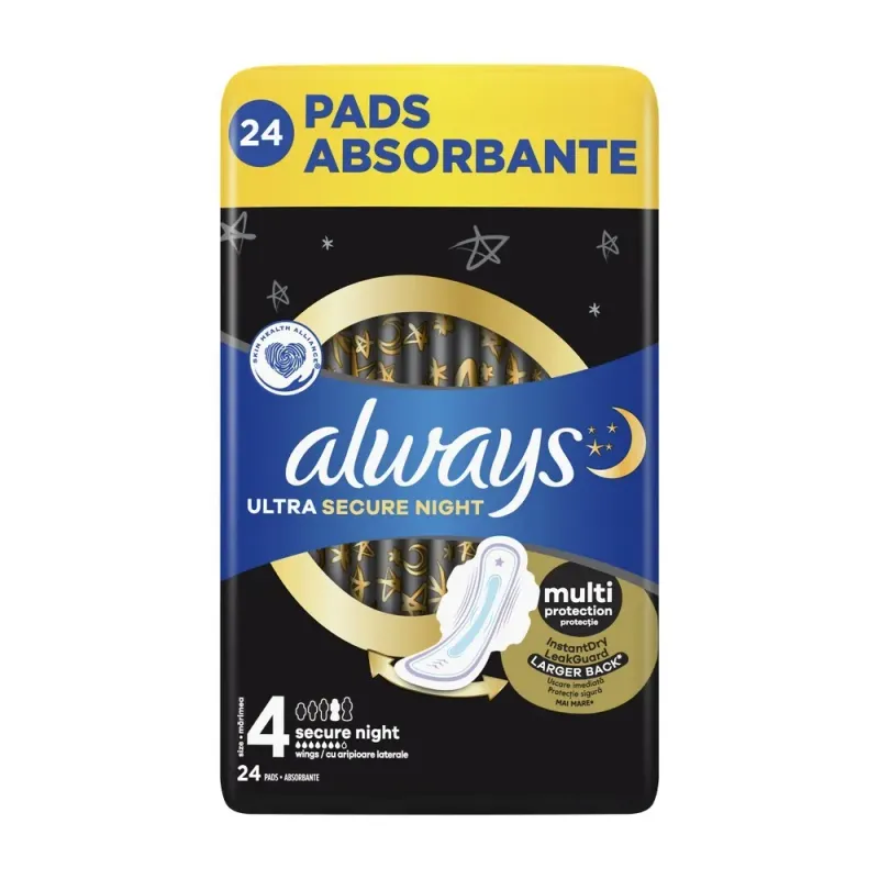 Absorbante Always Ultra Secure Night, 24 bucati