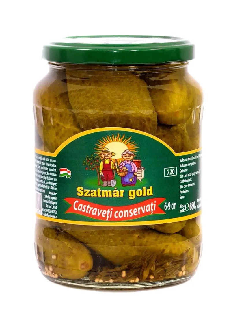 Castraveti intregi in otet Szatmar Gold, 6-9 cm, 680 g