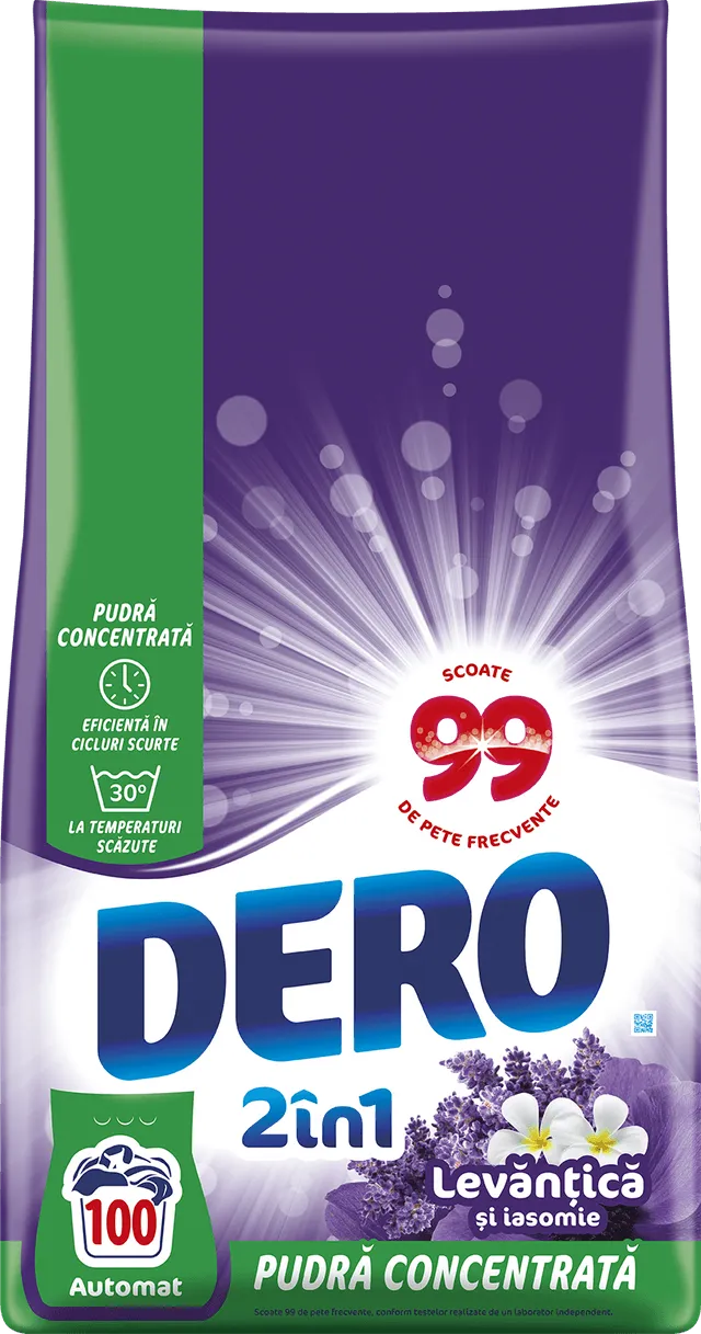 Detergent automat Dero 2in1 Levantica, 100 spalari, 7.5 kg