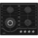 Plita incorporabila Heinner HBH-M447IWFGBK, Gaz, 4 arzatoare, Gratar fonta, Wok, Aprindere electrica, Dispozitiv de siguranta, 60 cm, Sticla neagra