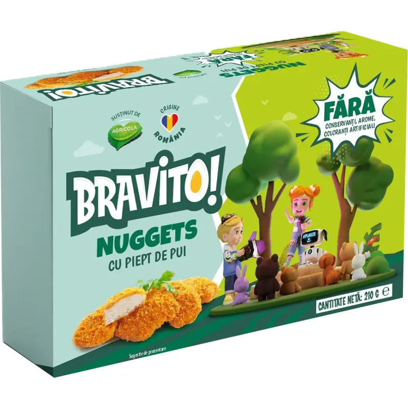 Nuggets din piept de pui Bravito, 210 g