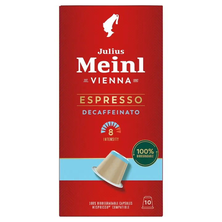 Cafea capsule, decofeinizata, Julius Meinl Espresso Decaf, compatibile Nespresso, 10 buc, 56 g