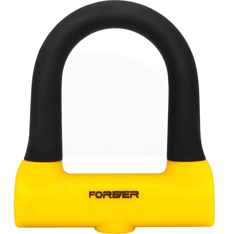 Antifurt U Lock Forever, grosime 14 mm, sistem de inchidere prin Cheie, negru/galben