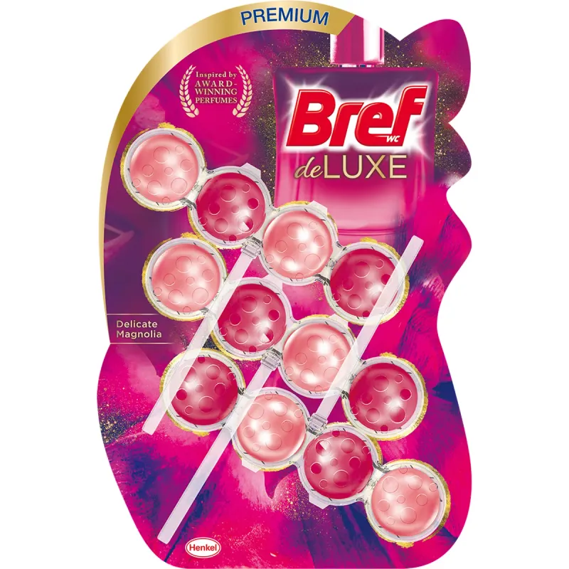 Odorizant pentru toaleta Bref de Luxe Delicate Magnolia, 3 x 50 g