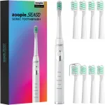 Periuta dinti electrica sonica, pentru adulti, copii, 40,000 pulsatii / min, 5 programe, functie de memorare, aparat cu smart timer, 700mAh, USB-C, IPX7, 8 capete soft, alb