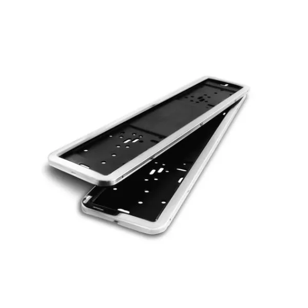 Set 2 bucati suport numar (fata + spate) inmatriculare, Automax, cu rama metalica de inox