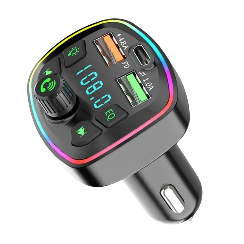 Modulator FM Auto cu Bluetooth 5.0, Q7 4.8A PD incarcator auto, doua porturi USB, receptor FM wireless, transmitator FM
