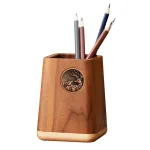 Suport creion pentru birou, SINBINTA, Suport Pixuri, Suport instrumente de scris, Usor de utilizat si curatat, Economiseste spatiu pe masa, Pentru sala de clasa, dormitor, birou, Lemn, 8x8x11cm, Culoare natur