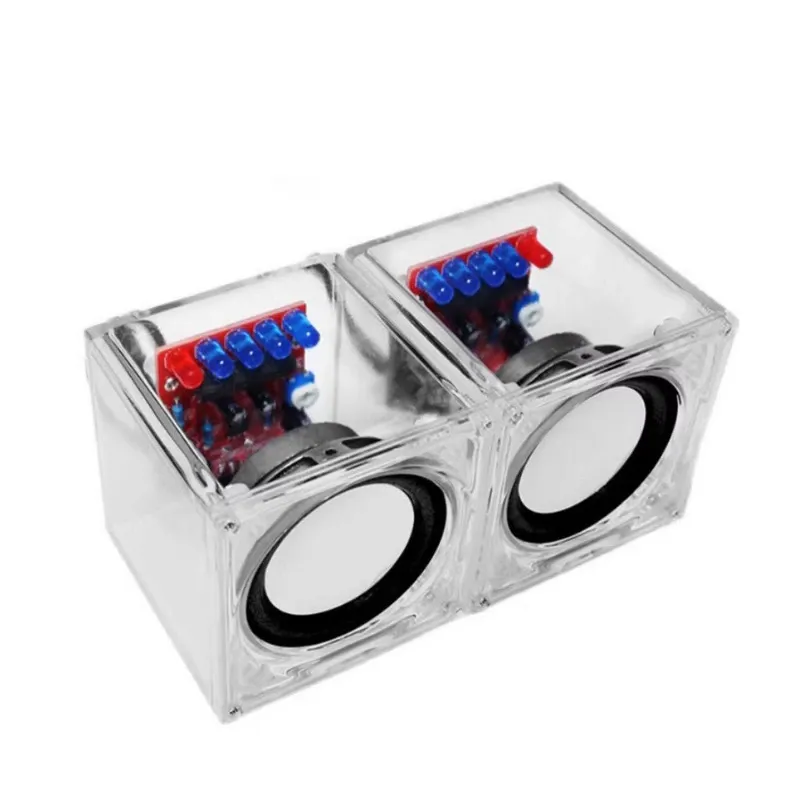 Kit audio DIY Rqiurpn, boxa transparenta, 3W, 60x60x62mm