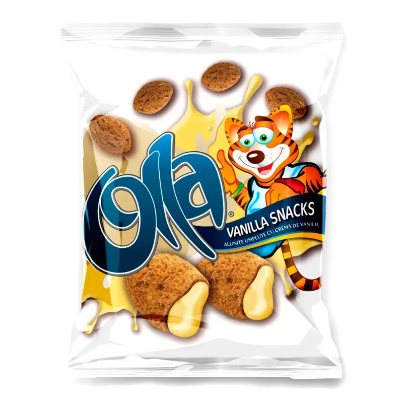 Snacks alunite umplute cu crema de vanilie Olla, 200 g