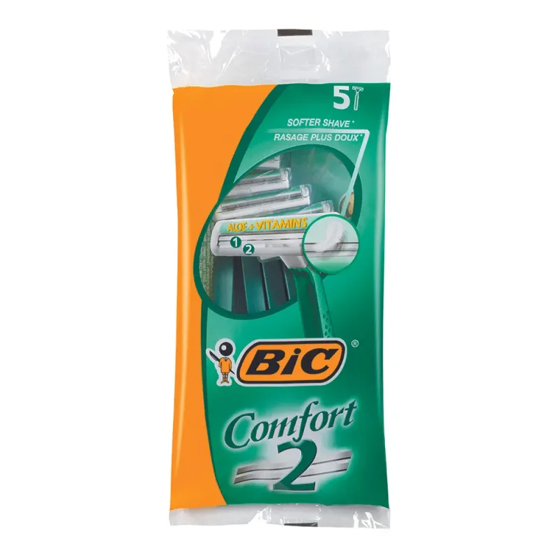 Aparat de ras dispozabil pentru barbati Bic Comfort2 cu 2 lame, pachet 5 bucati