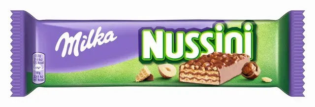 Napolitana cu crema cu aroma de alune Milka Nussini, 31.5 g