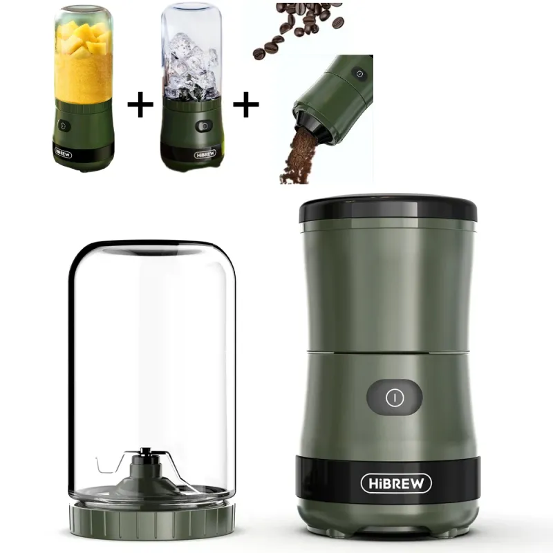 Rasnita de cafea electrica fara fir HiBREW G2, 3in1 Sucuri Blender, Crusher de gheata, 2000mAh,70~245W, 200g, Lame din Otel Inoxidabil, negru