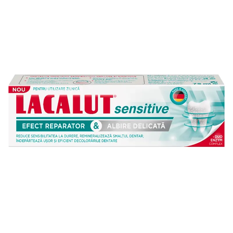 Pasta de dinti Lacalut Sensitive, reparare si albire, 75 ml