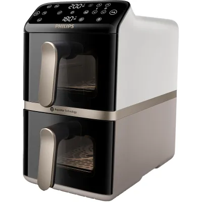 Friteuza cu aer cald dubla PHILIPS Seria 4000 NA462/70, 10l, 2750W, negru-auriu