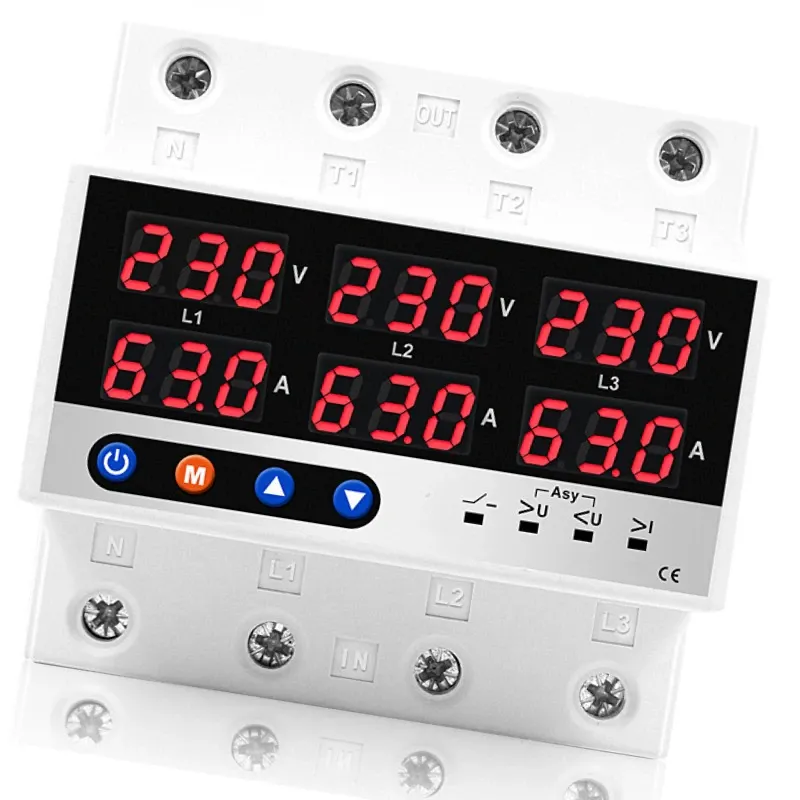 Releu trifazat de protectie, supratensiune si suprasarcina 380V reglabil si digital recuperare automata 100A, Afisaj digital clar, Raspuns rapid, Protectie precisa, Functionare stabila, Sigur si fiabil, Instalare usoara