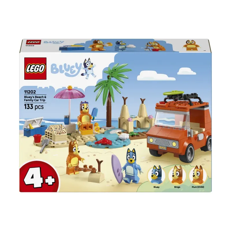 LEGO Bluey - Calatoria familiei lui Blue cu masina la plaja 11202, 104 piese