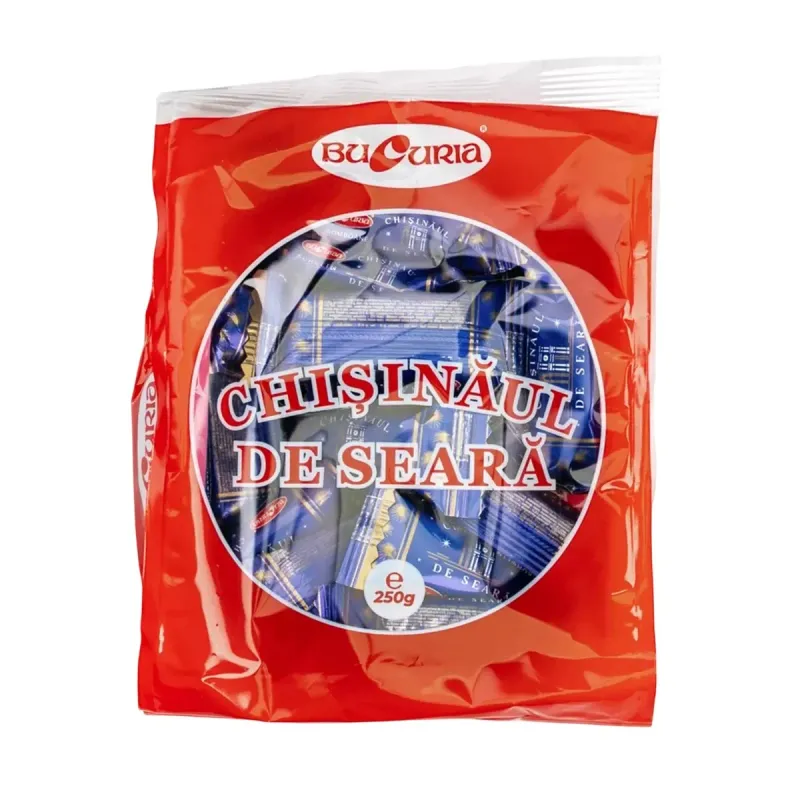 Bomboane cu glazura de ciocolata si umplute cu prune uscate Bucuria Chisinaul de seara, 250 g